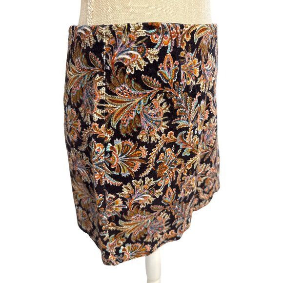 Zara Multicolored Paisley Corduroy Button-Down Skirt M - Picture 4 of 9